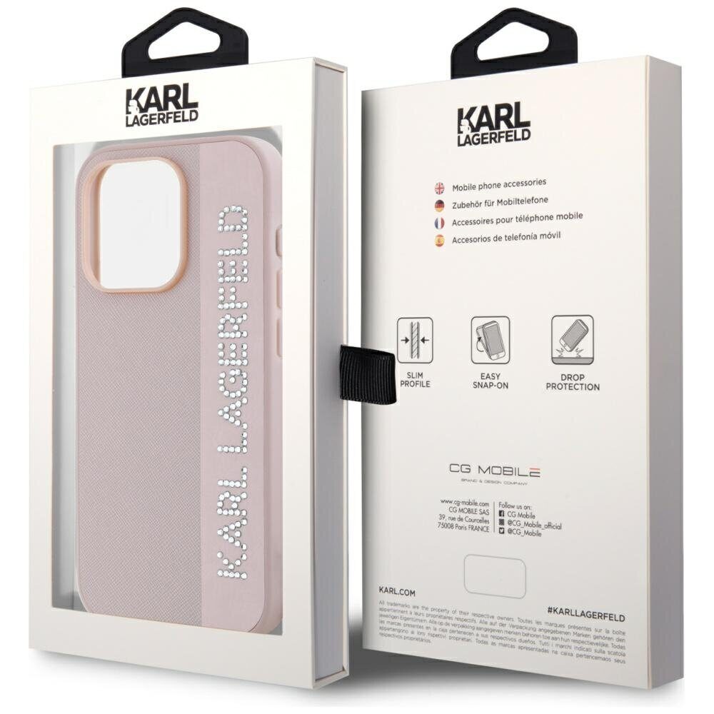 Karl Lagerfeld Saffiano Rhinestones & Charm case for iPhone 15 Pro Max - pink - imagine 8