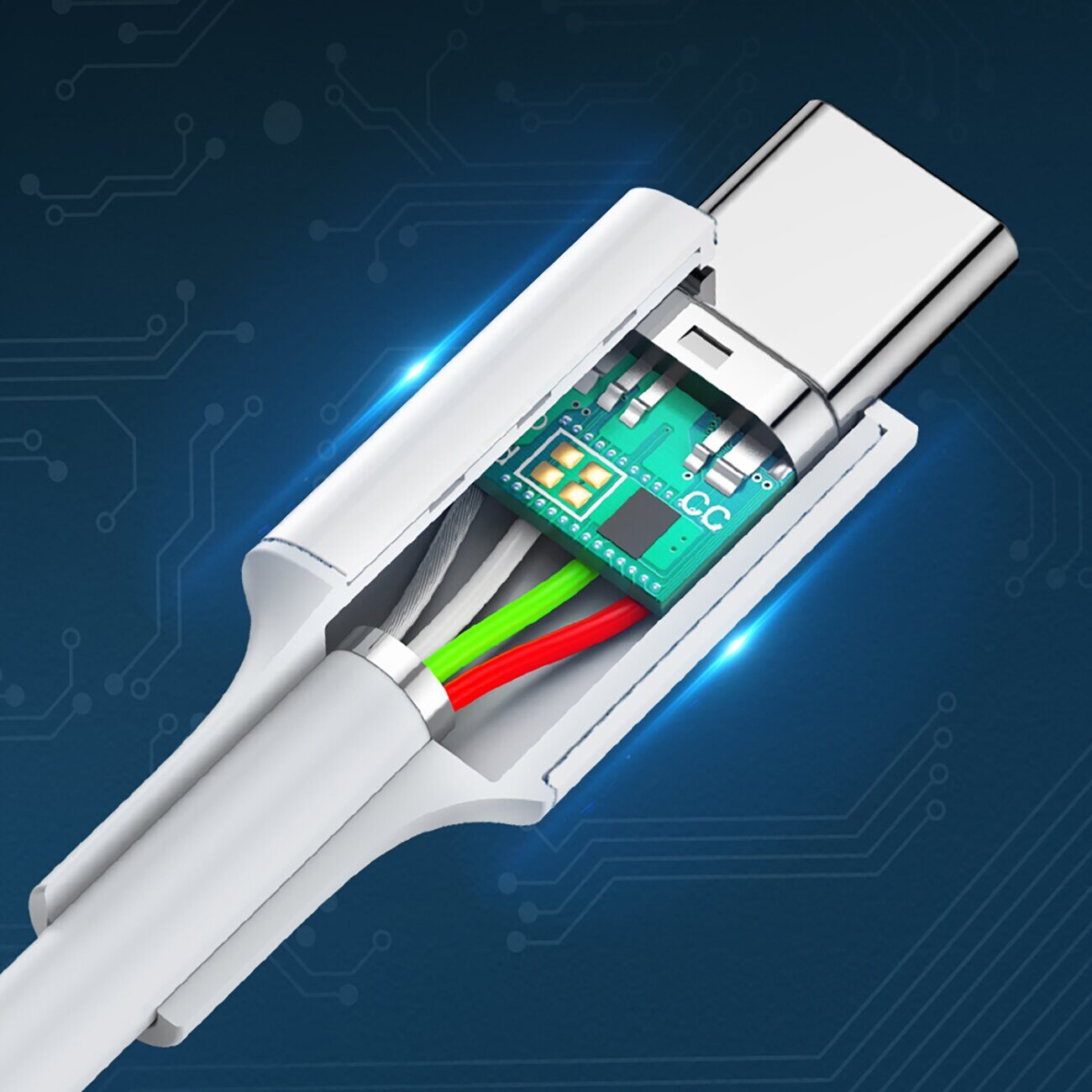 Ugreen US264 60518 USB-C / USB-C PD QC AFC Cable 1m - White - imagine 6