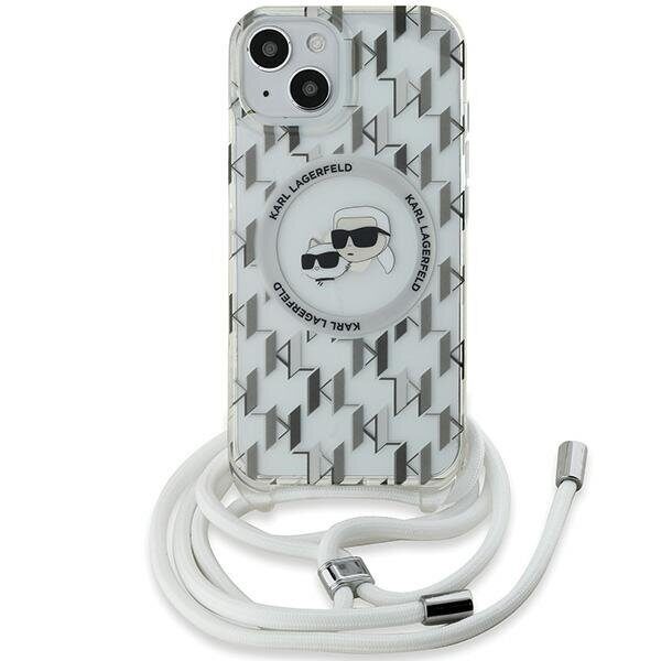 Karl Lagerfeld IML Crossbody Monogram Karl & Choupette Head MagSafe Case for iPhone 15 / 14 / 13 - Transparent - imagine 2