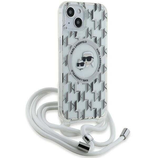 Karl Lagerfeld IML Crossbody Monogram Karl & Choupette Head MagSafe Case for iPhone 15 / 14 / 13 - Transparent - imagine 3