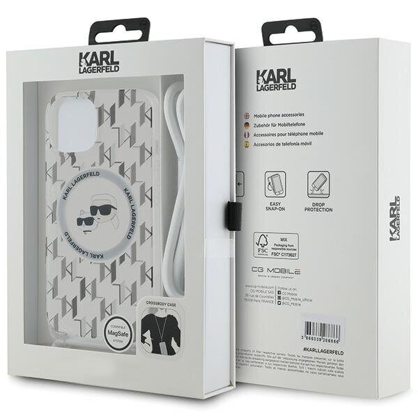 Karl Lagerfeld IML Crossbody Monogram Karl & Choupette Head MagSafe Case for iPhone 15 / 14 / 13 - Transparent - imagine 7