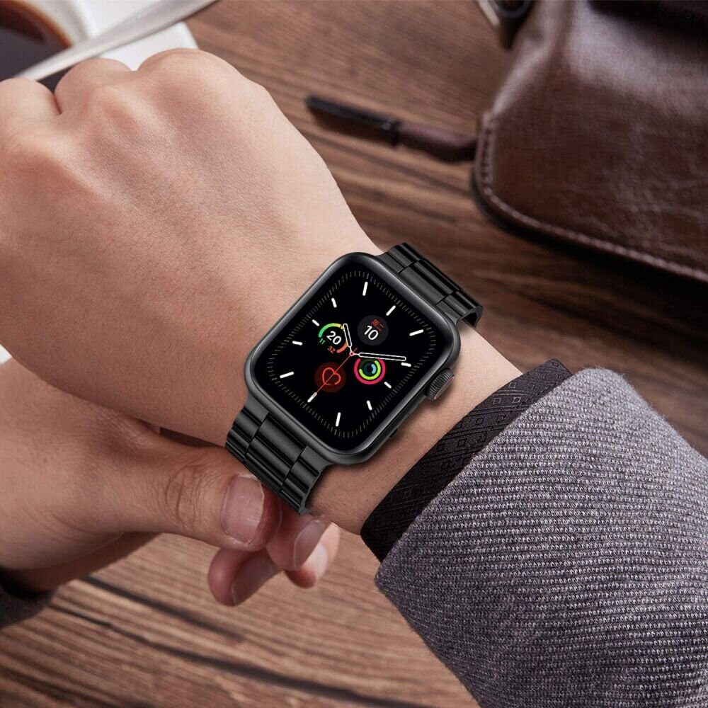 Tech-Protect Stainless Bracelet for Apple Watch 4 / 5 / 6 / 7 / 8 / 9 / SE / Ultra 1 / 2 (42/44/45/49 mm) - Black - imagine 3