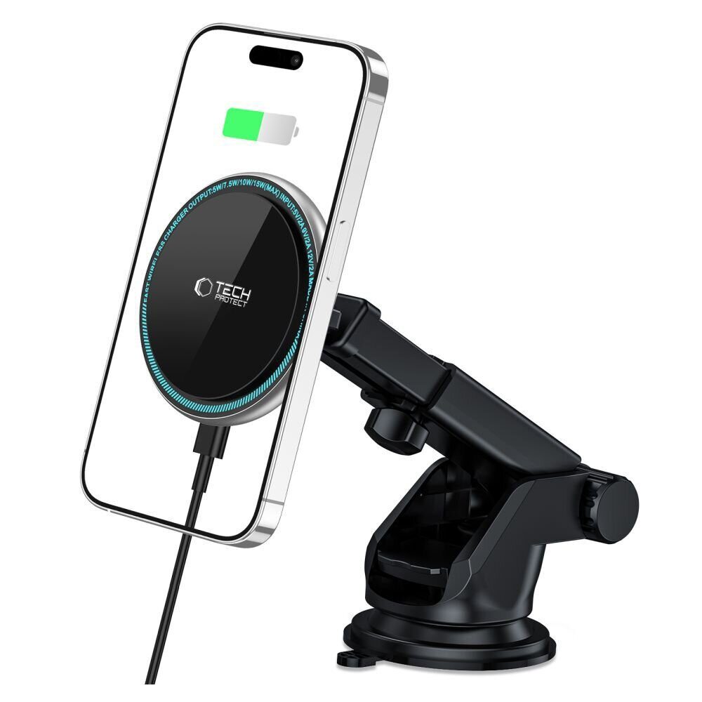 Tech-Protect A2 Car Phone Holder with MagSafe 15W Inductive Charger for Cockpit - Black - imagine 2
