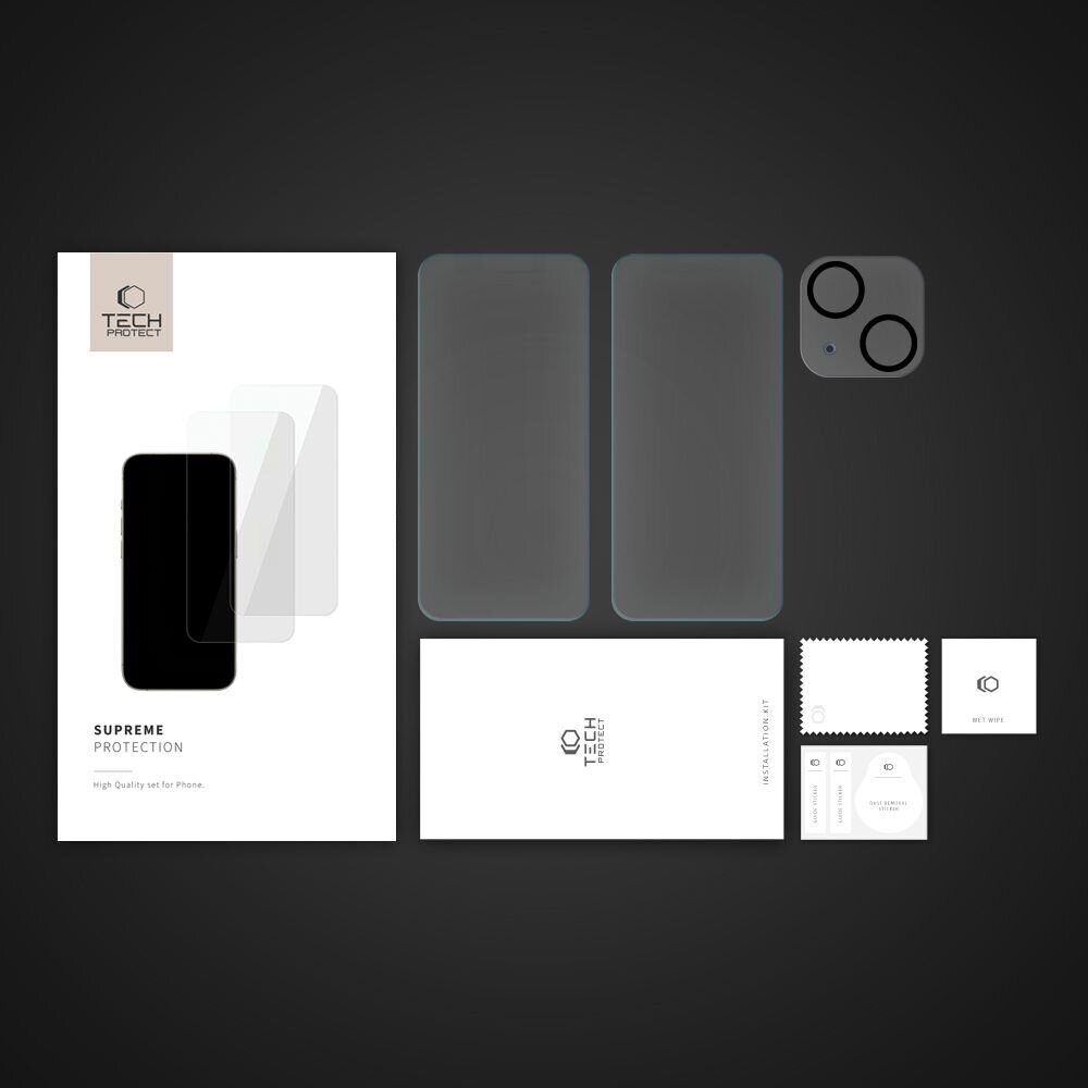 Tech-Protect Supreme Set for iPhone 15 2x tempered glass for display / tempered glass for camera - imagine 5
