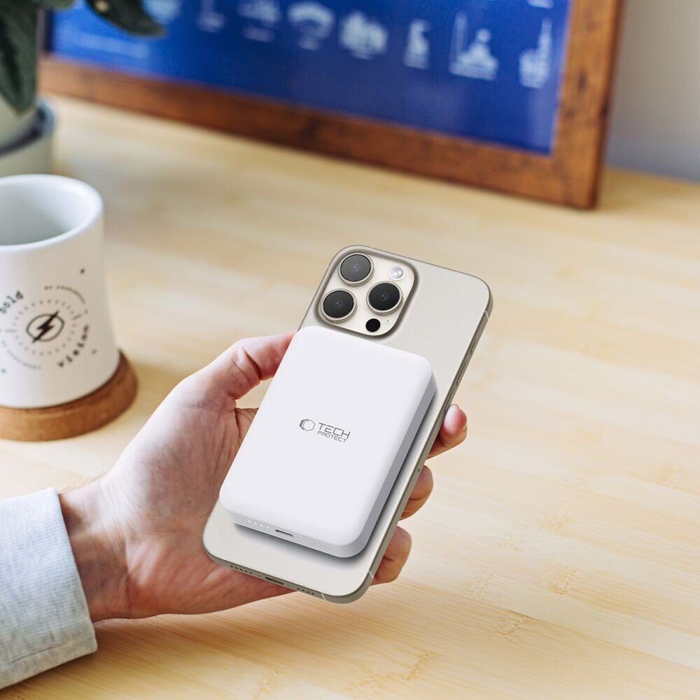 Tech-Protect LifeMag PB11 Powerbank with MagSafe 10000mAh 15W USB-C port - white + USB-C cable - imagine 7