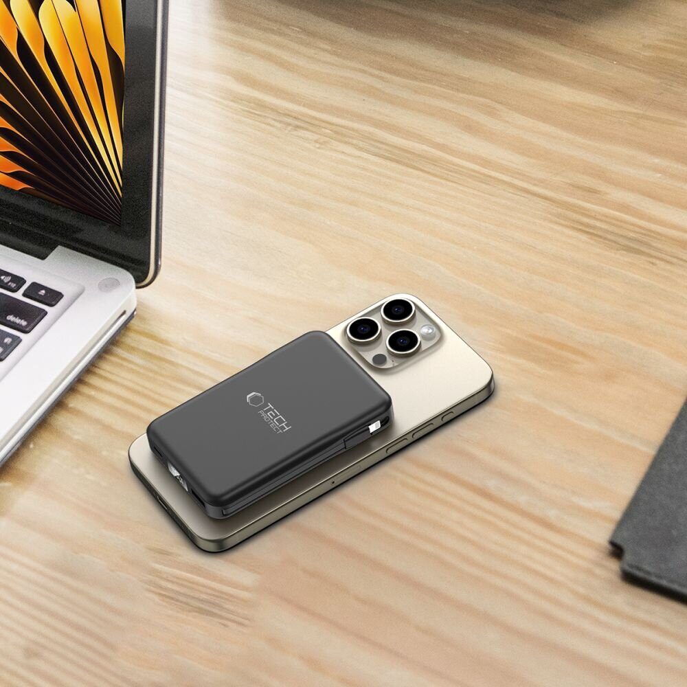 Tech-Protect LifeMag PB31 Power Bank with MagSafe 10000mAh 15W USB-C / USB-A / Built-in USB-C / Lightning Cables - Black - imagine 6