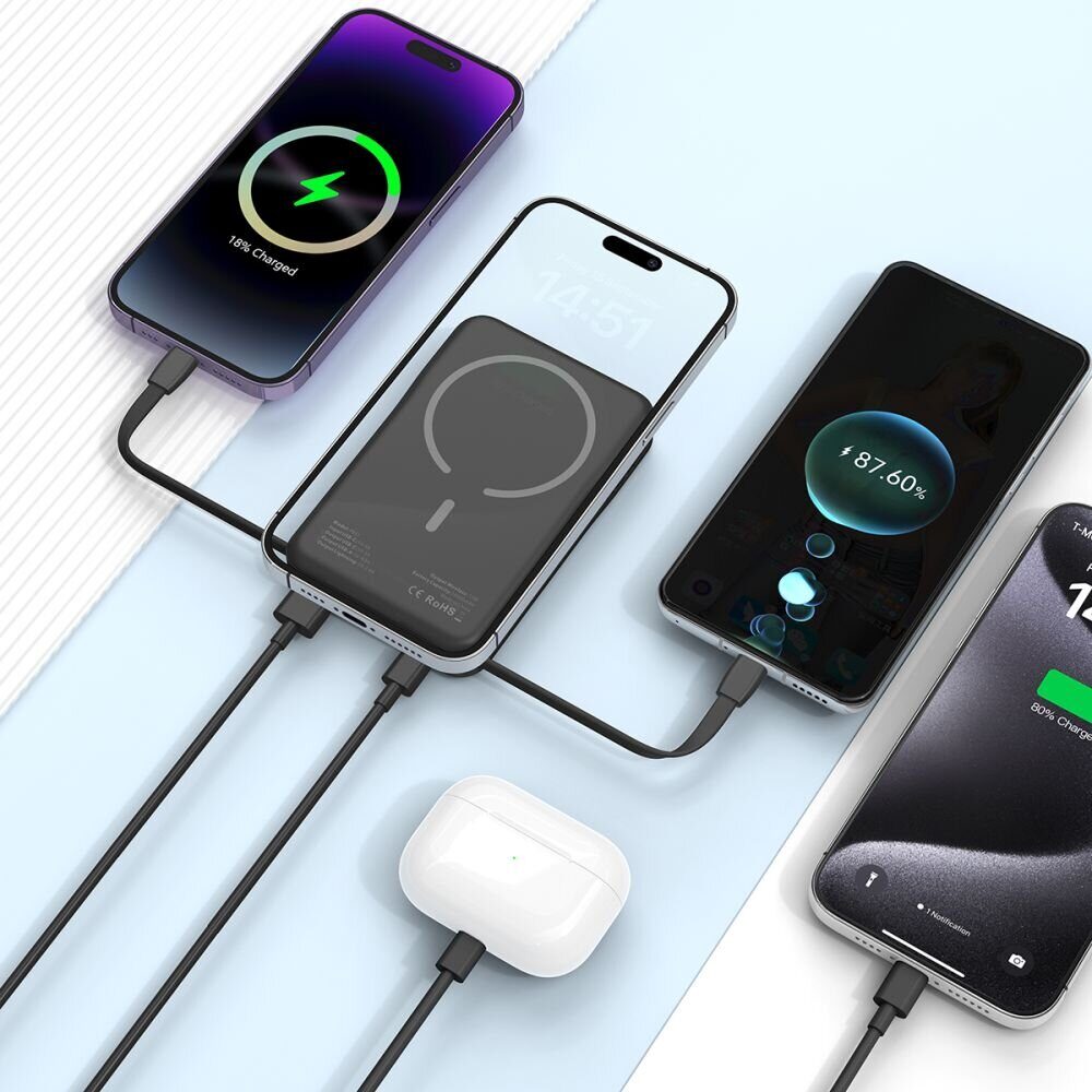 Tech-Protect LifeMag PB31 Power Bank with MagSafe 10000mAh 15W USB-C / USB-A / Built-in USB-C / Lightning Cables - Black - imagine 7