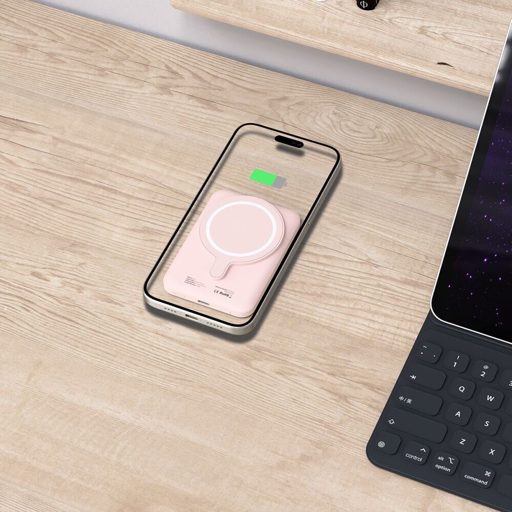 Tech-Protect LifeMag PB10 Powerbank with MagSafe 5000mAh 15W USB-C port - pink + USB-C cable - imagine 7