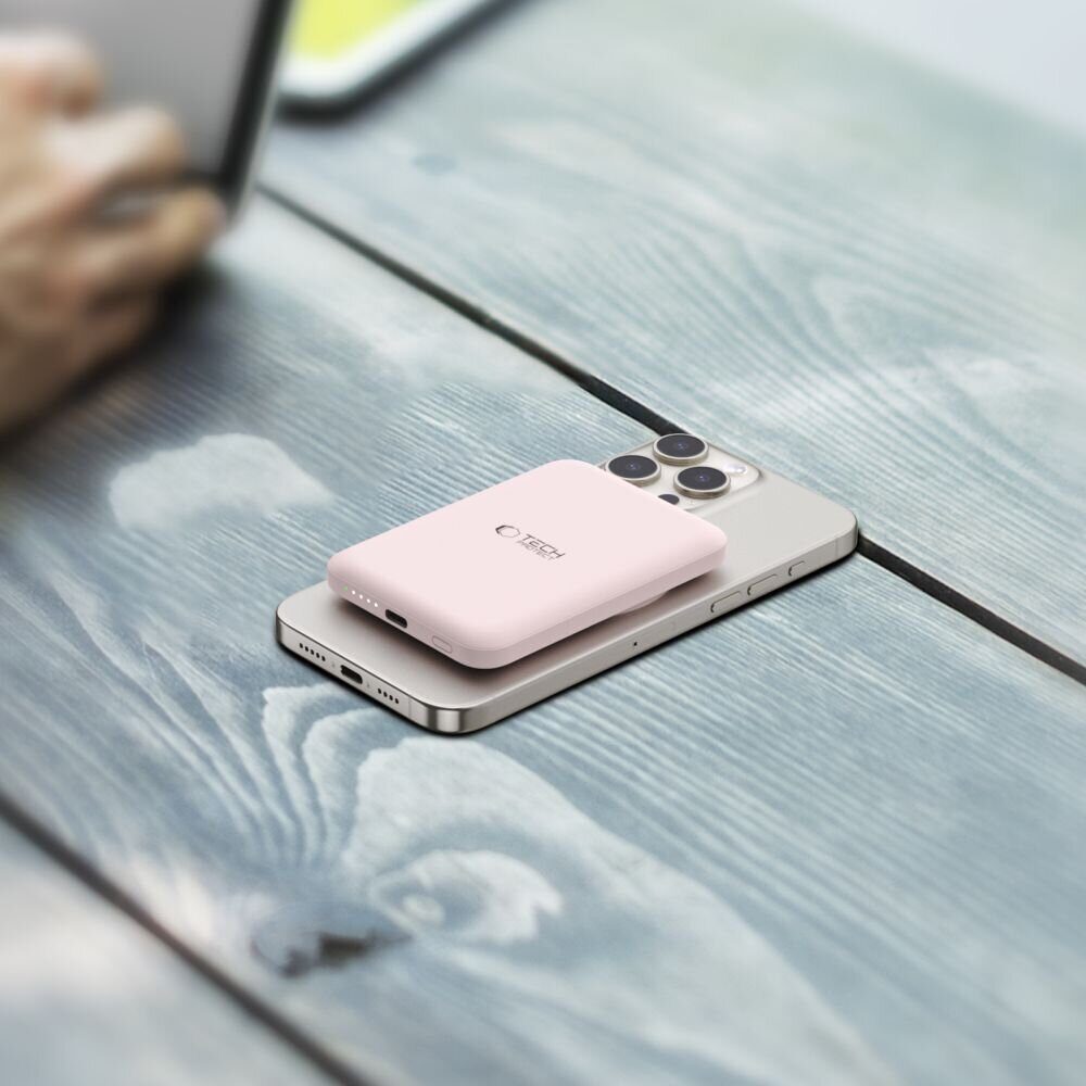 Tech-Protect LifeMag PB10 Powerbank with MagSafe 5000mAh 15W USB-C port - pink + USB-C cable - imagine 9