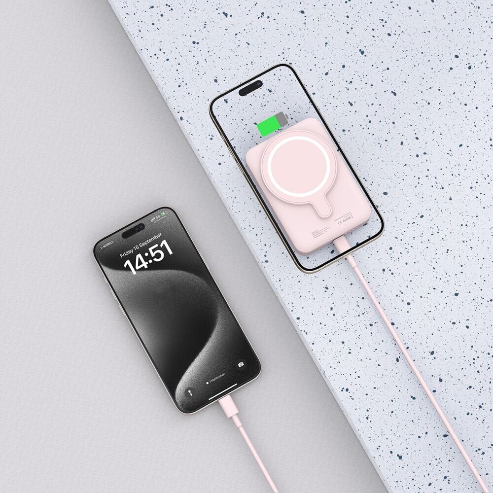 Tech-Protect LifeMag PB11 Powerbank with MagSafe 10000mAh 15W USB-C port - pink + USB-C cable - imagine 6