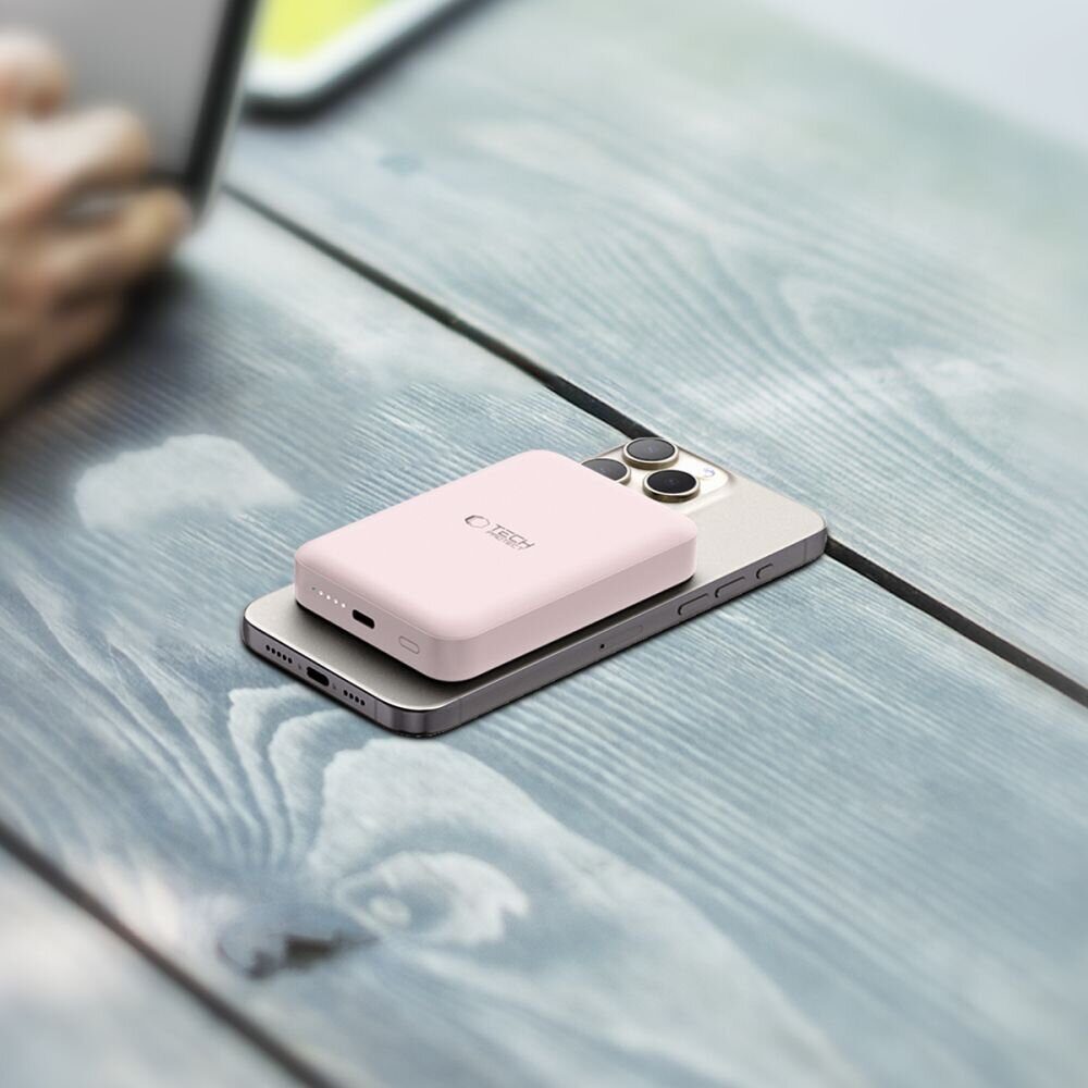 Tech-Protect LifeMag PB11 Powerbank with MagSafe 10000mAh 15W USB-C port - pink + USB-C cable - imagine 9