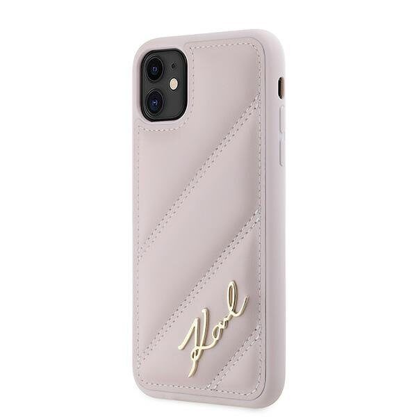 Karl Lagerfeld Diagonal Quilted Script case for iPhone 11 / Xr - pink - imagine 2
