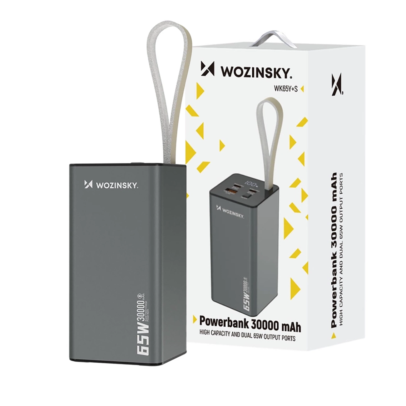Powerbank Wozinsky K65+ 65W 30000mAh 2x USB-C, 1x USB-A 65W - gray - imagine 5