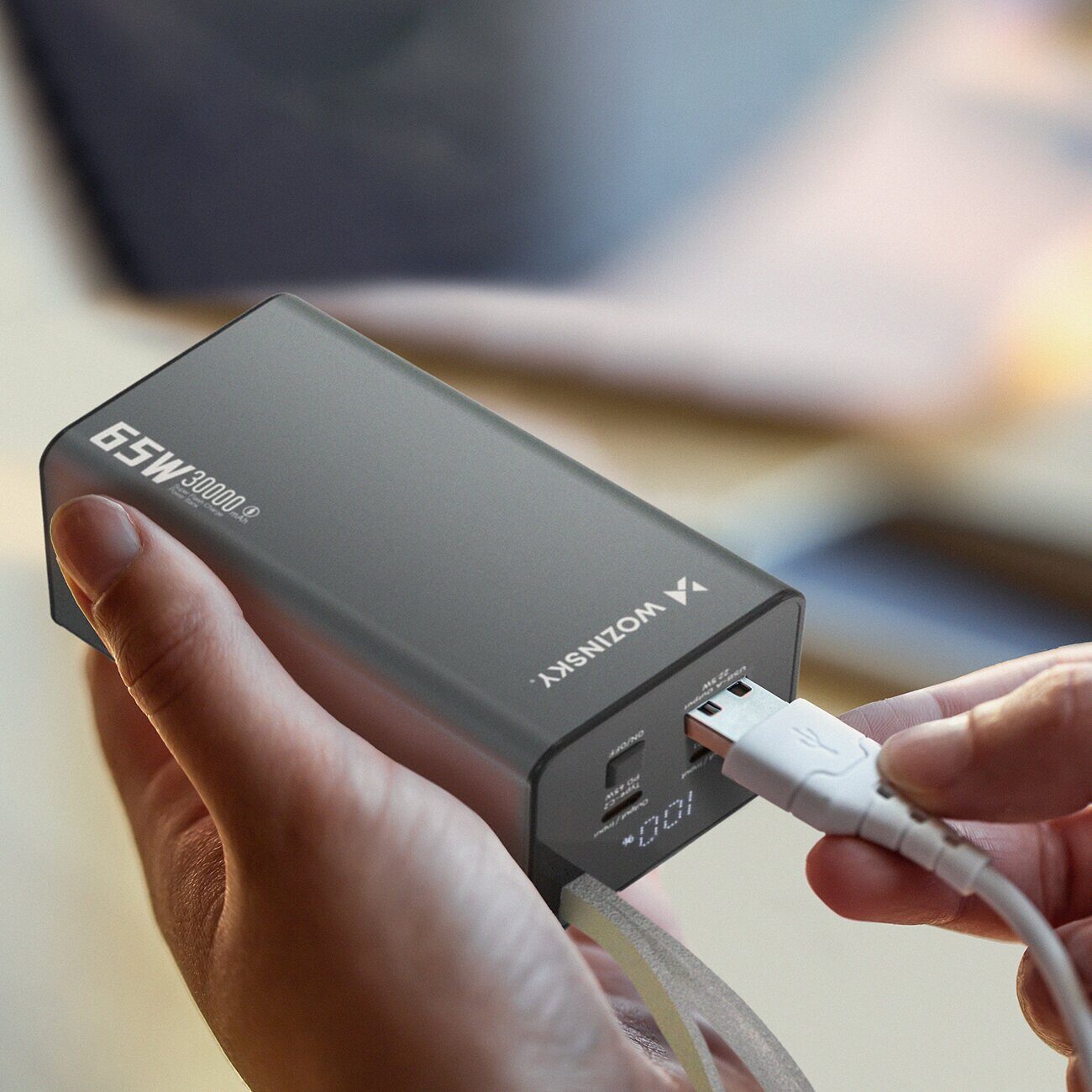 Powerbank Wozinsky K65+ 65W 30000mAh 2x USB-C, 1x USB-A 65W - gray - imagine 7