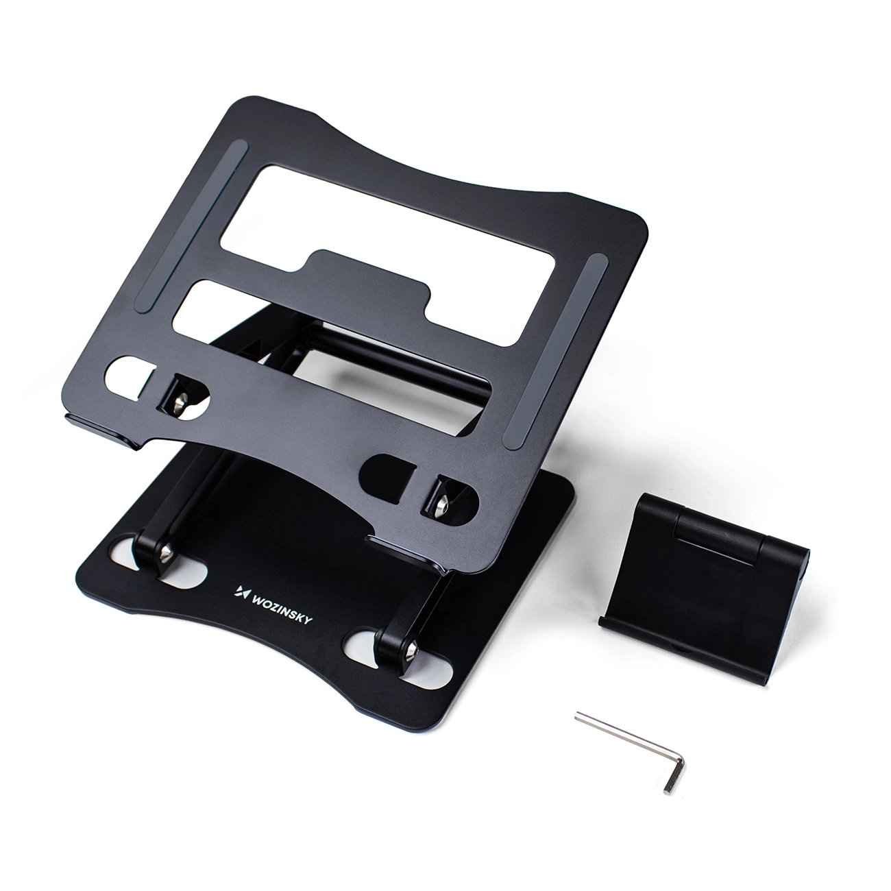 Wozinsky WRS-CPY75DSB Aluminum Laptop and Tablet Stand + Free Smartphone Stand - Black - imagine 4