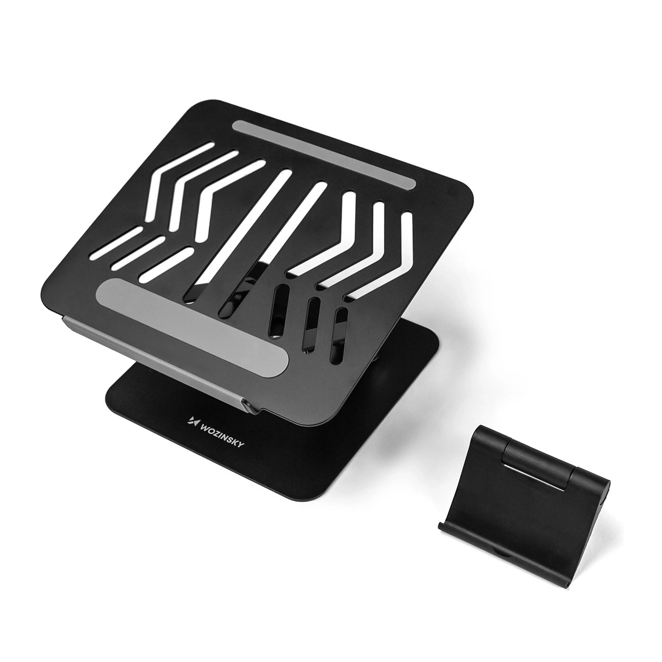 Wozinsky WRS-CPY84SB 360 Aluminum Laptop and Tablet Stand + Free Smartphone Stand - Black - imagine 3