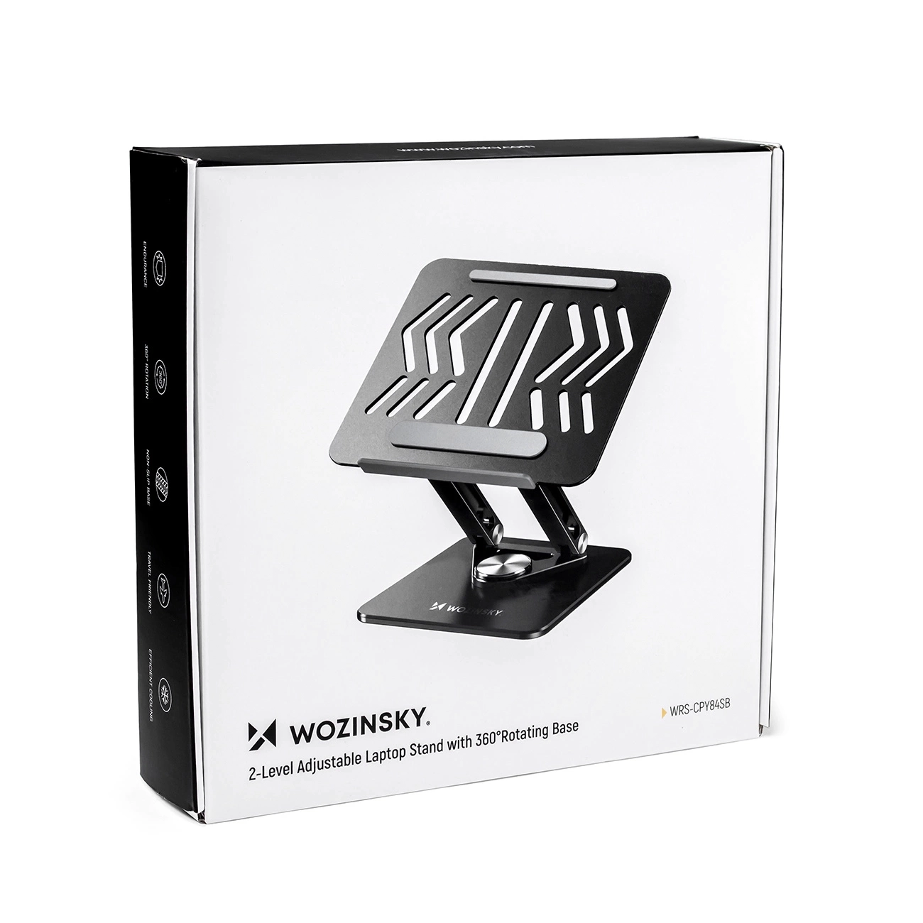 Wozinsky WRS-CPY84SB 360 Aluminum Laptop and Tablet Stand + Free Smartphone Stand - Black - imagine 5