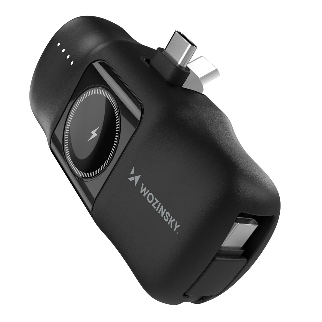 Wozinsky WF16-YCS 5000mAh 15W USB-C Mini Power Bank with Built-in USB-C Cable and Apple Watch Charger - Black - imagine 4