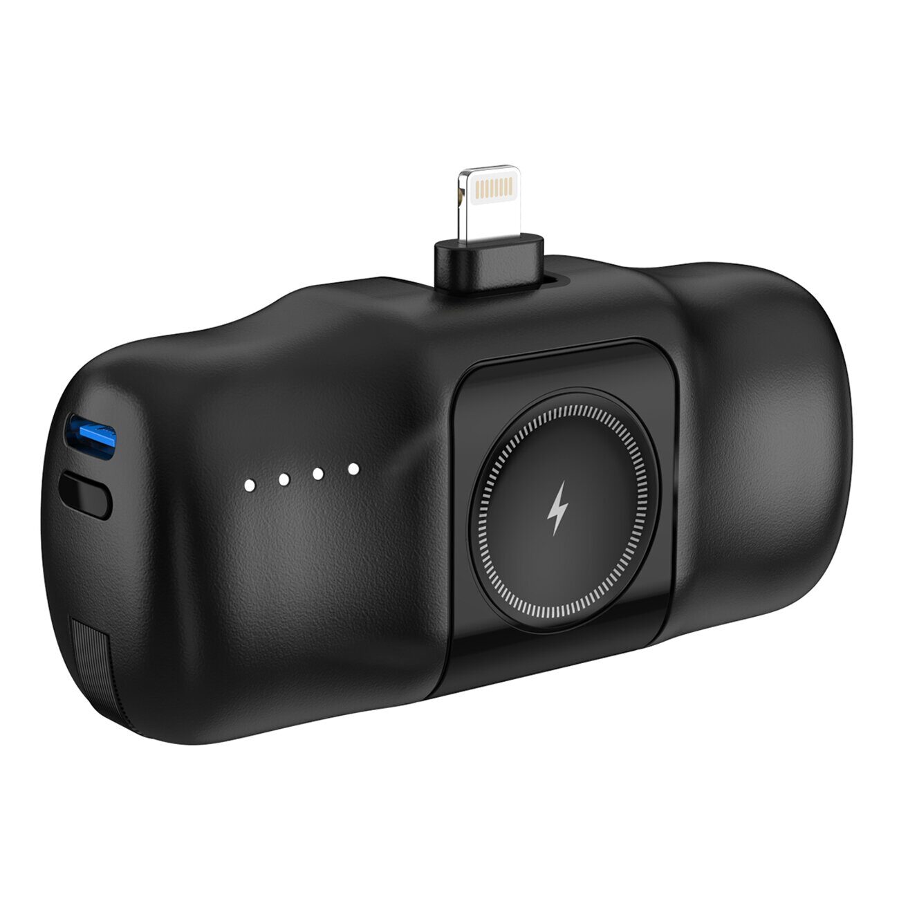 Wozinsky WF16-YLS 5000mAh 15W Lightning Mini Power Bank with Built-in USB-C Cable and Apple Watch Charger - Black - imagine 4