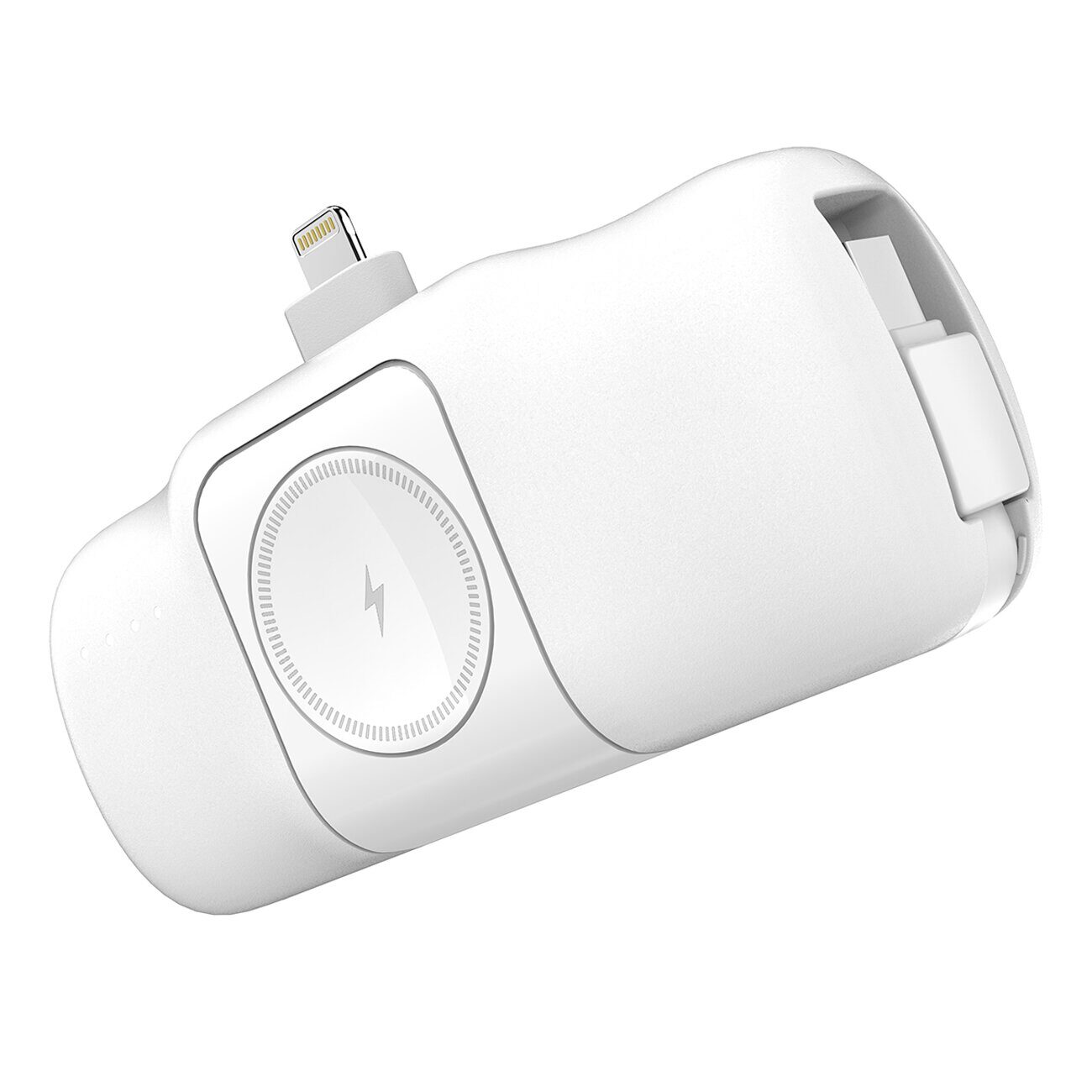 Wozinsky WF16-YLS 5000mAh 15W Lightning Mini Power Bank with Built-in USB-C Cable and Apple Watch Charger - White - imagine 3