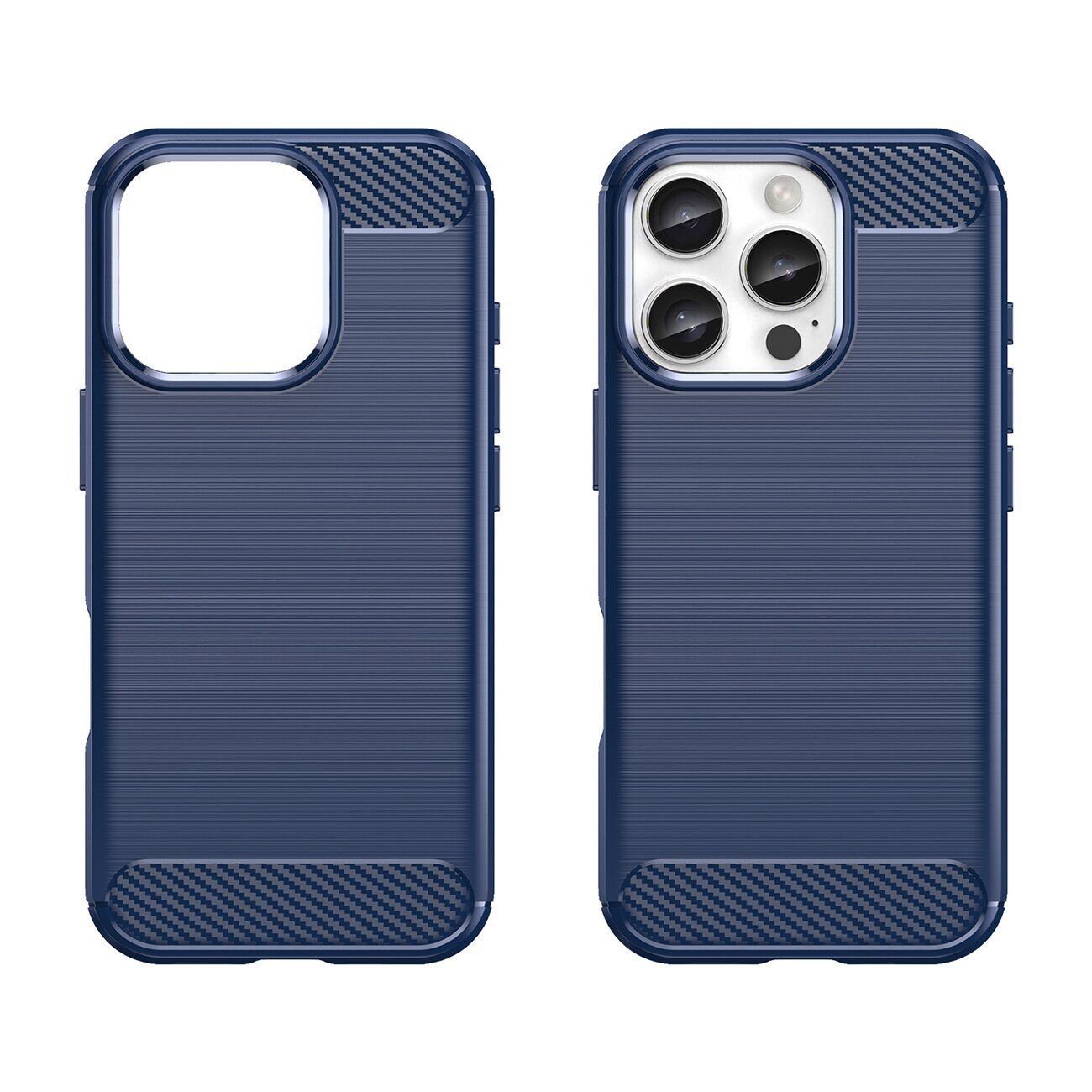 Carbon Case for iPhone 16 Pro Max Silicone Case - Blue - imagine 2