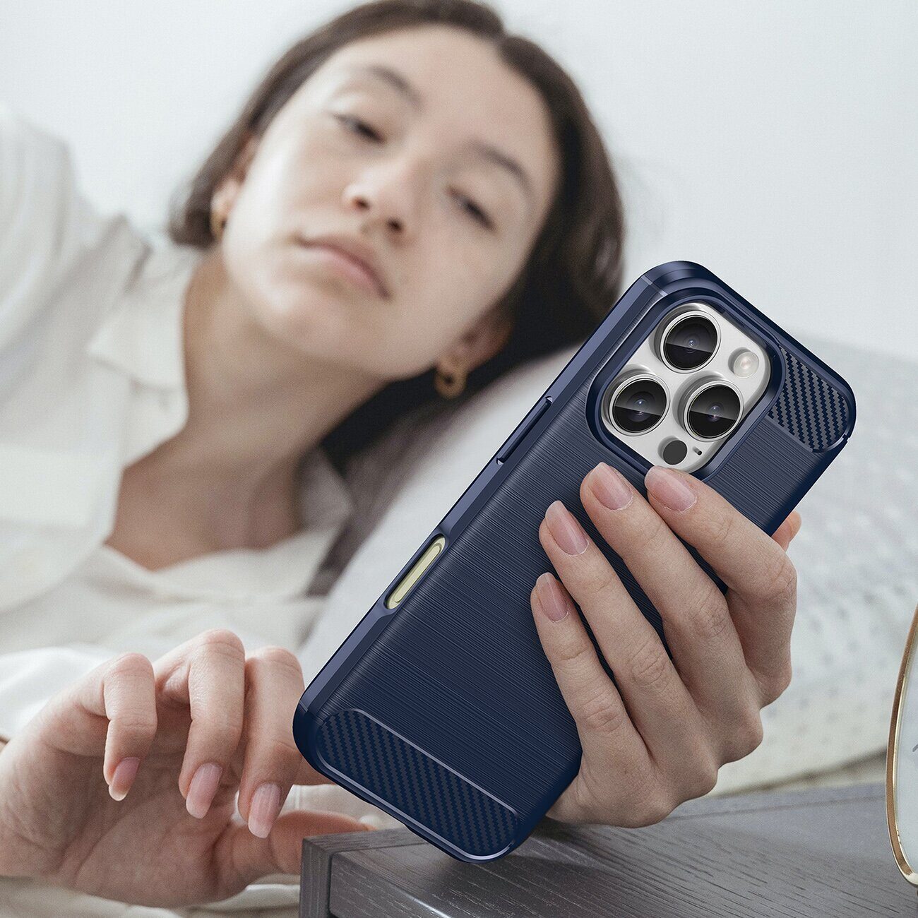 Carbon Case for iPhone 16 Pro Max Silicone Case - Blue - imagine 8