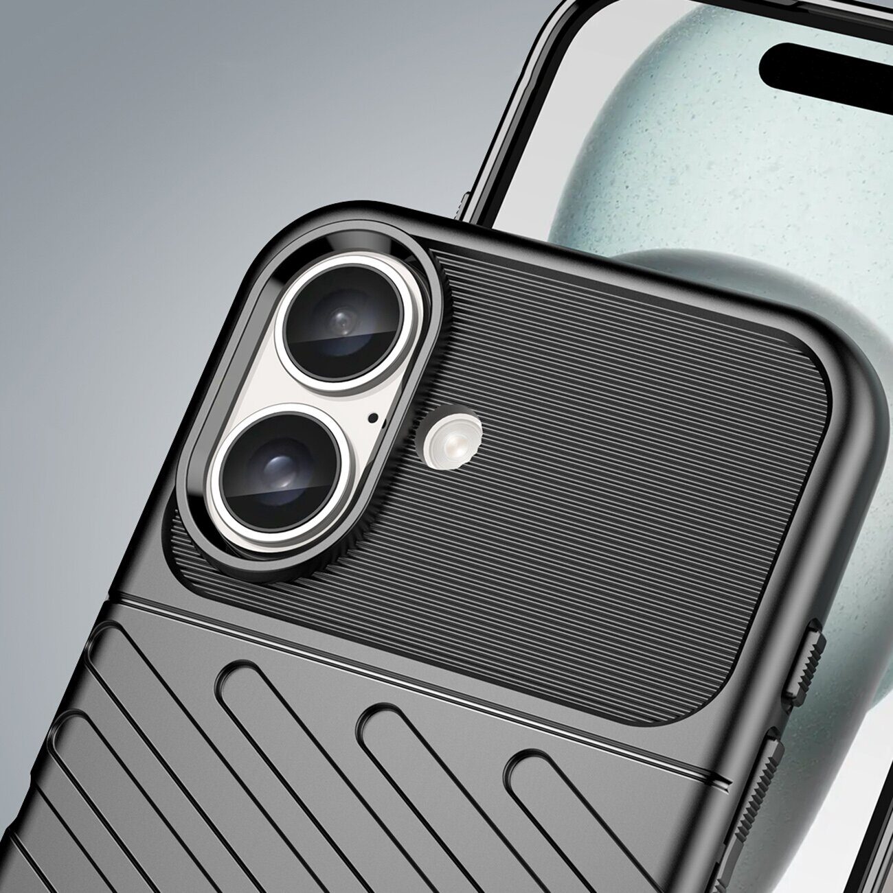 Thunder Case for iPhone 16 Plus Silicone Case - Black - imagine 6