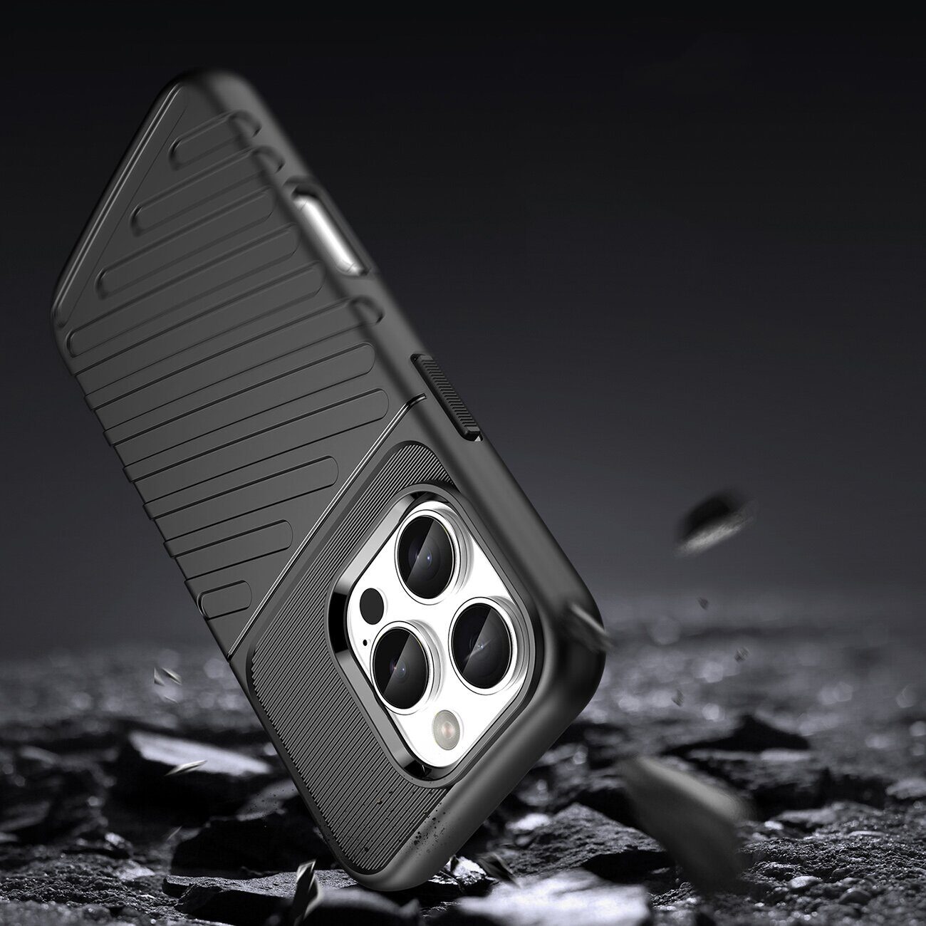 Thunder Case for iPhone 16 Pro Silicone Case - Black - imagine 3
