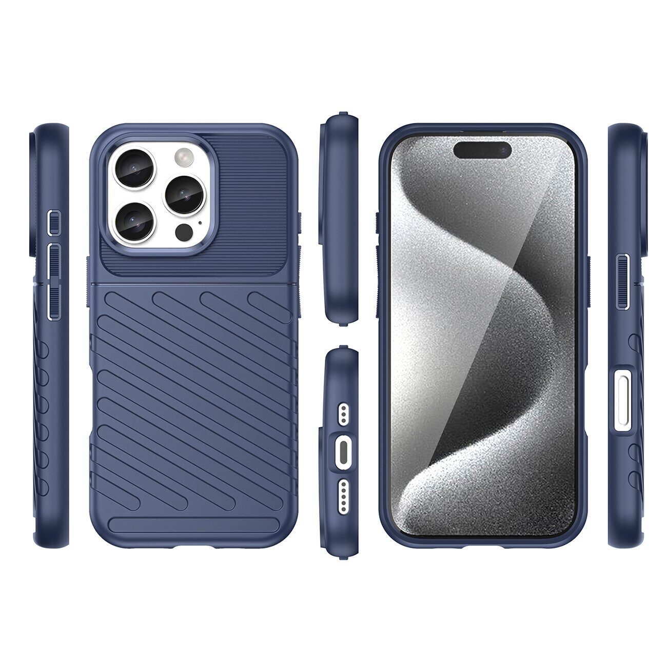 Thunder Case for iPhone 16 Pro Max Silicone Case - Blue - imagine 3