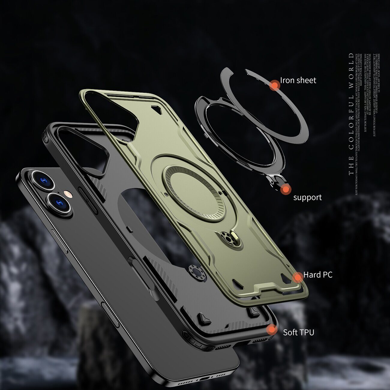 Hybrid Armor Trendy Case with MagSafe for iPhone 16 Plus - Green - imagine 2