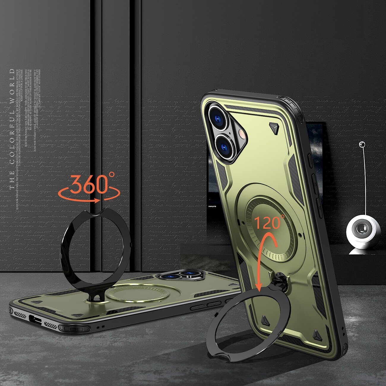 Hybrid Armor Trendy Case with MagSafe for iPhone 16 Plus - Green - imagine 3