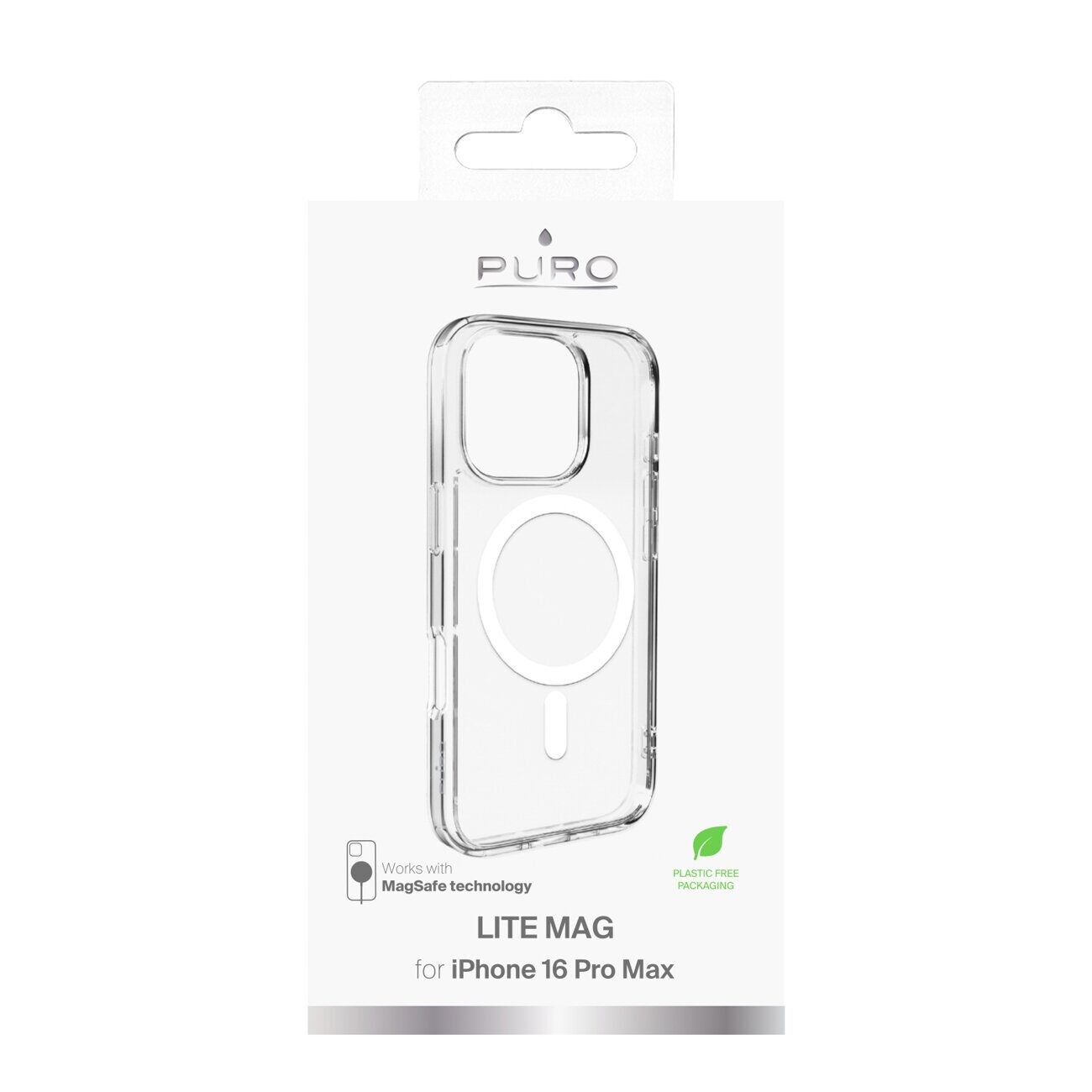 Puro Lite Mag MagSafe Silicone Case for iPhone 16 Pro Max - Transparent - imagine 3