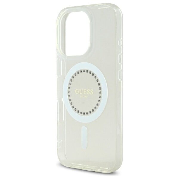 Guess IML Rhinestones MagSafe Case for iPhone 16 Pro - White - imagine 6