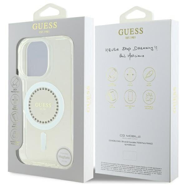 Guess IML Rhinestones MagSafe Case for iPhone 16 Pro - White - imagine 8