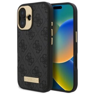 Guess 4G Logo Plate MagSafe Case for iPhone 16 Plus - Black