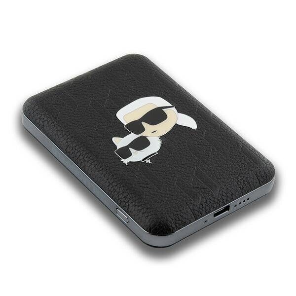 Karl Lagerfeld Powerbank inductive KLPB5FPGKSKCHK 16W 5000mAh black/black Karl&Choupette Head Pin MagSafe - imagine 4