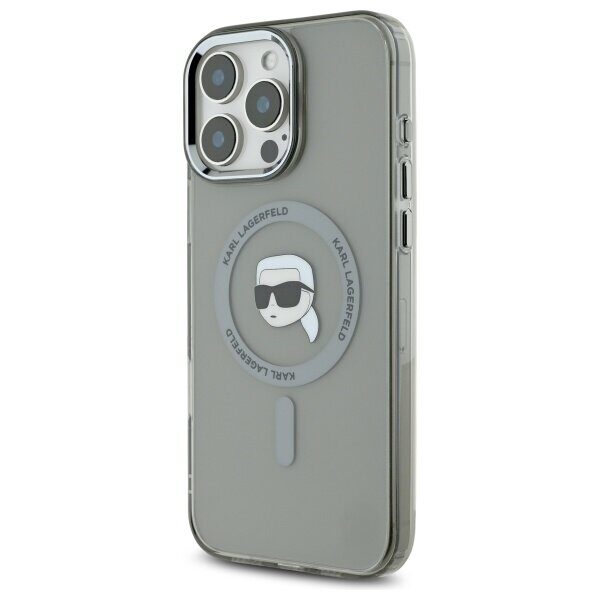Karl Lagerfeld case for iPhone 16 Pro 6,3" KLHMP16LHLSKIK black Hard IML Metal Karl Head MagSafe - imagine 2