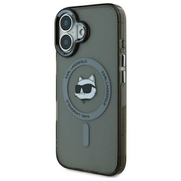 Karl Lagerfeld case for iPhone 16 6,1" KLHMP16SHLSCHK black Hard IML Metal Choupette Head MagSafe - imagine 2