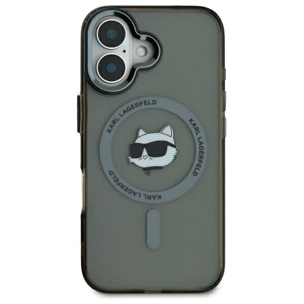 Karl Lagerfeld case for iPhone 16 6,1" KLHMP16SHLSCHK black Hard IML Metal Choupette Head MagSafe - imagine 3