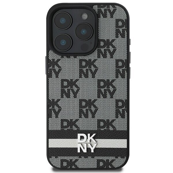 DKNY Checkered Pattern & Printed Stripes Case for iPhone 16 Pro - Black - imagine 3
