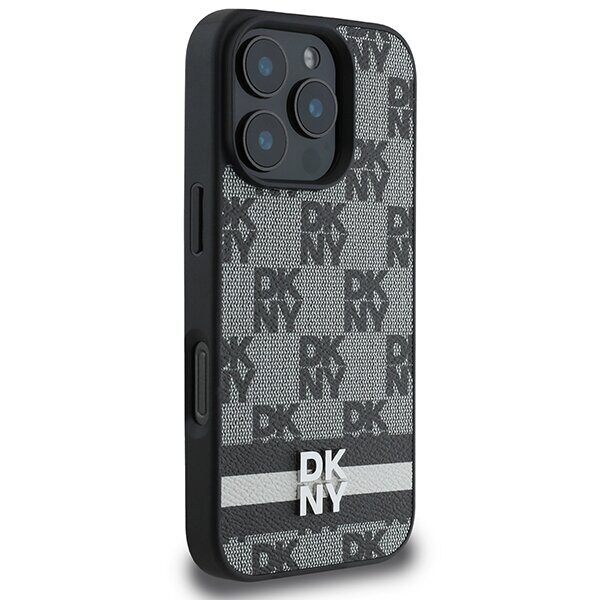 DKNY Checkered Pattern & Printed Stripes Case for iPhone 16 Pro - Black - imagine 4