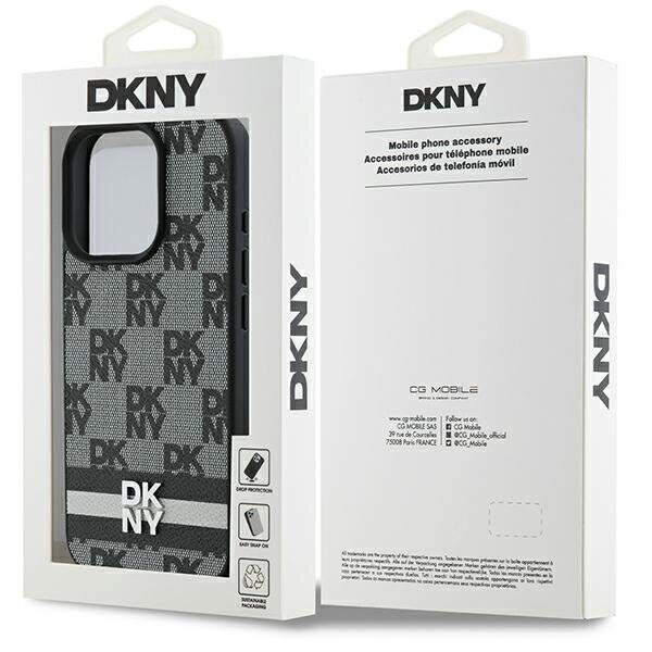 DKNY Checkered Pattern & Printed Stripes Case for iPhone 16 Pro - Black - imagine 8