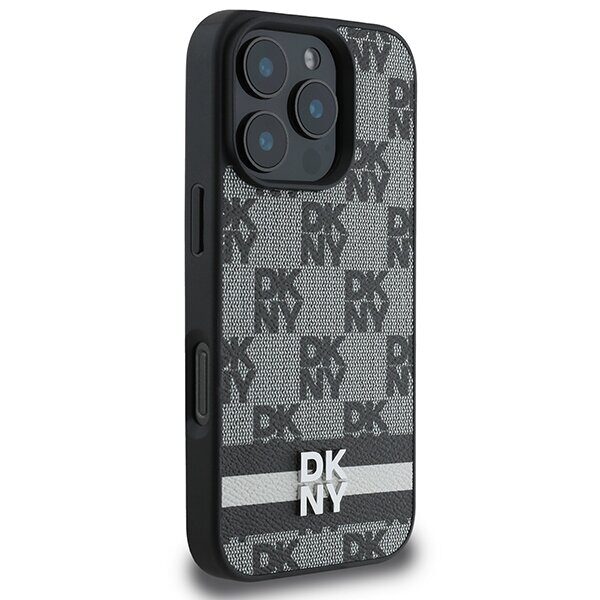 DKNY Checkered Pattern & Printed Stripes Case for iPhone 16 Pro Max - Black - imagine 4