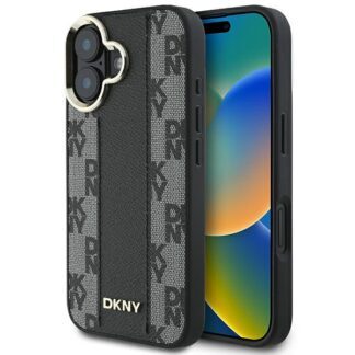 DKNY Checkered Pattern MagSafe iPhone 16 Plus Case - Black