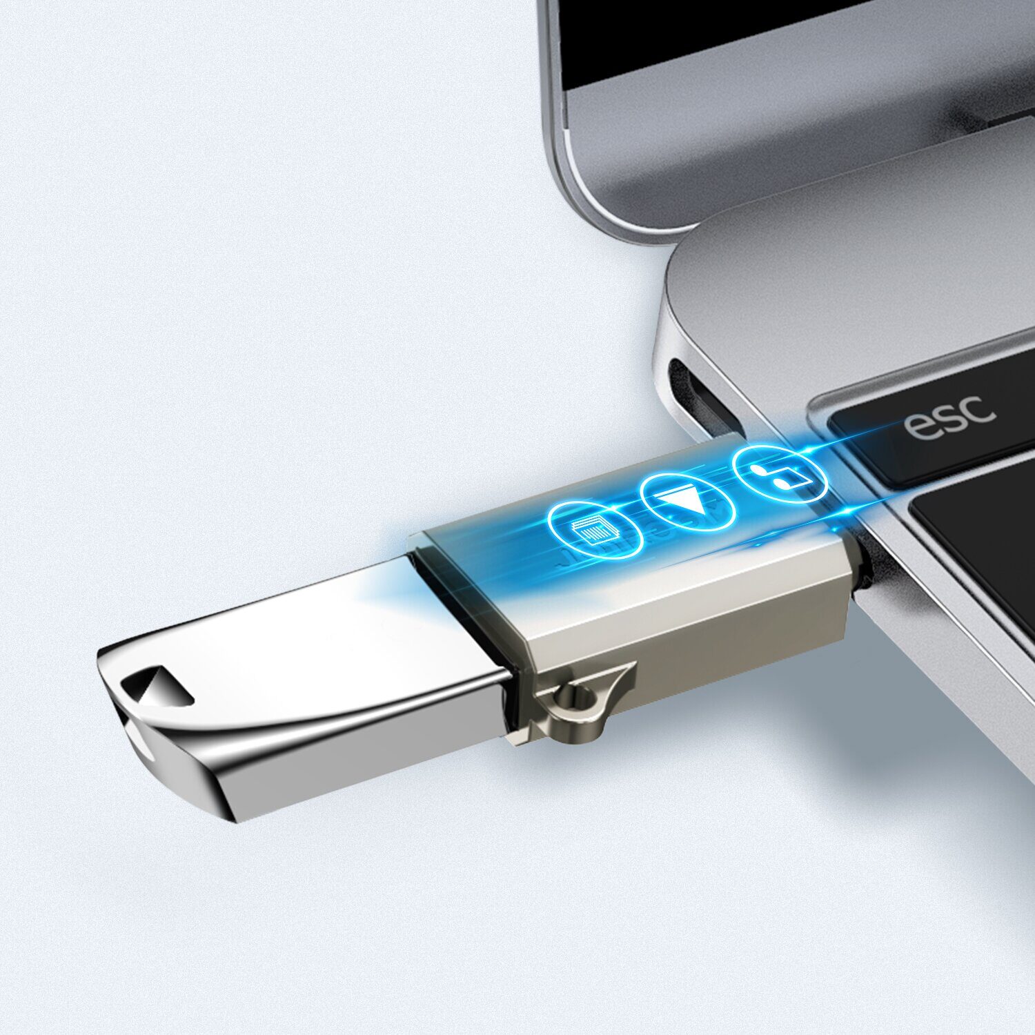 Joyroom S-H151 USB-C (male) / USB-A (female) Adapter with Lanyard Eyelet - Silver - imagine 2