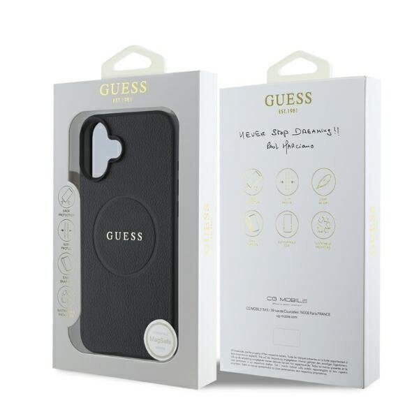 Guess Grained Gold Ring MagSafe case for iPhone 16 - black - imagine 6