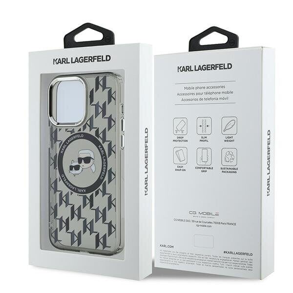 Karl Lagerfeld IML Monogram Karl & Choupette Head MagSafe iPhone 15 Pro Case - Black - imagine 8