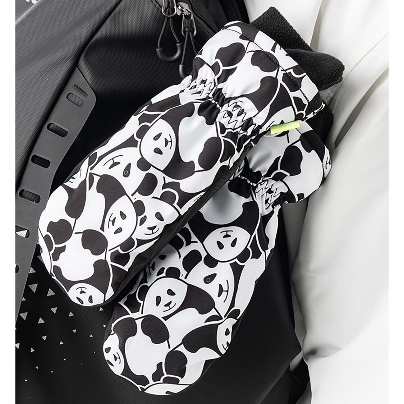 Qunature Panda Heat Transfer Ski Gloves Kids Size S - Black/White - imagine 7