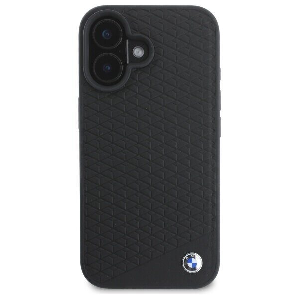 BMW Sign Leather Diamond Metal Logo MagSafe iPhone 16 Case - Black - imagine 3