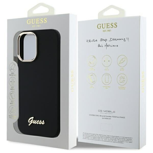 Guess Silicone Script Metal Logo & Frame Case for iPhone 16 - Black - imagine 8